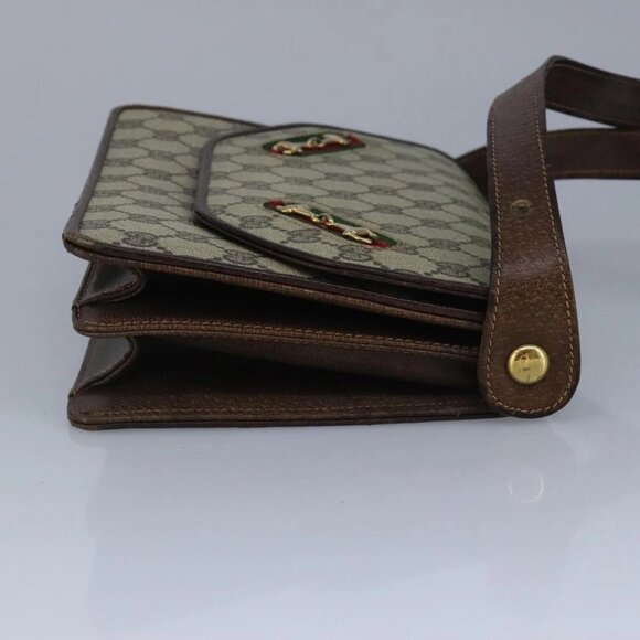 GUCCI GG Supreme Web Sherry Line Shoulder Bag PVC Leather Beige Gold - Picture 4 of 16